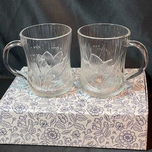Vintage Arcoroc Glass Mugs Sold as Pairs 5 Pairs Available YOU GET 1 SET FOR $20